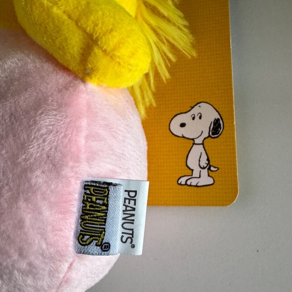 Peanuts Woodstock Plush Dog Toy, retro pastel LOVE emblem + squeaker (NWT) - Picture 6 of 9